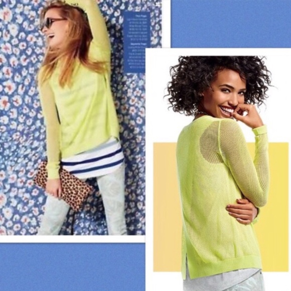 Neon green yellow knit top